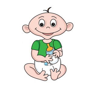 acclaim clipart: baby holding his bottle