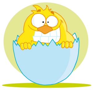 acclaim clipart: a baby chicken hatching from an egg