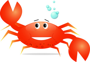 a cartoon clip art of a crab dancing in the water