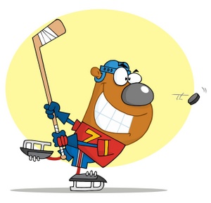acclaim clipart: a determined bear playing hockey