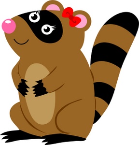 acclaim clipart: a female raccoon with a bow on her head