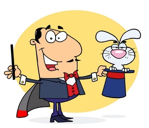 acclaim clipart: a magician with a white rabbit in his hat