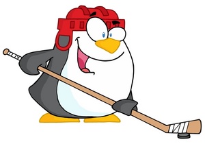 acclaim clipart: a penguin playing hockey
