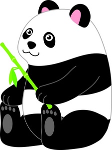 acclaim clipart: a sitting panda bear holding bamboo