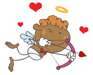 acclaim clipart: african american cupid aiming his bow and arrow of love