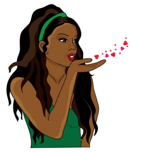 acclaim clipart: african american girl blowing a kiss