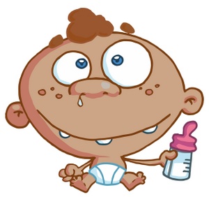 Baby Boy Clipart Image: An Ethnic Baby With a Bottle.