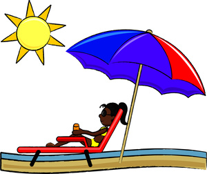 acclaim clipart: attractive young woman lying in the sun on vacation by the beach getting suntan