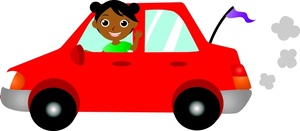 black african american girl driving a car