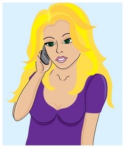 Cell Phone Clipart Image: Blond Girl Talking on a Cell Phone