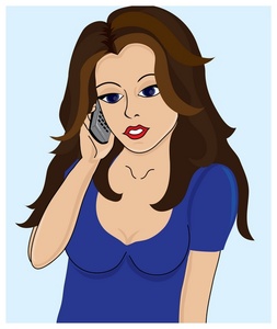 acclaim clipart: brunette girl talking on a cell phone