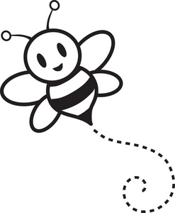 acclaim clipart: bumble bee buzzing around cartoon in black and white