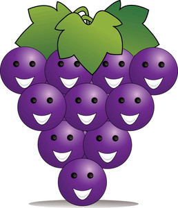 cartoon grapes in a bunch with smiley faces