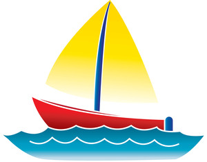 clip art illustration of a boat sailing on the ocean