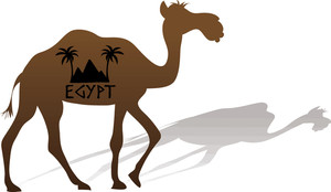 clip art image of a camel walking with the word egypt on his side