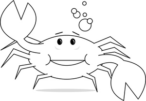 acclaim clipart: coloring page of a friendly cartoon crab blowing bubbles underwater