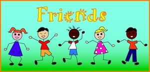 acclaim clipart: diverse stick figure children friends of all different races