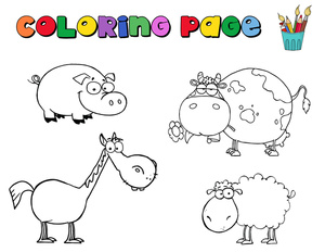 acclaim clipart: farm animals coloring page
