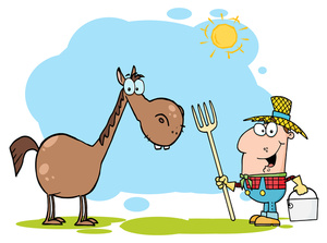 acclaim clipart: farmer at work on the farm in a cartoon drawing