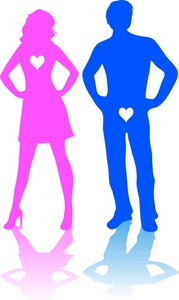 acclaim clipart: gender profiles of men and women in love