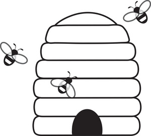 acclaim clipart: honey bees swarming around a beehive