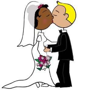 acclaim clipart: interracial bride and groom