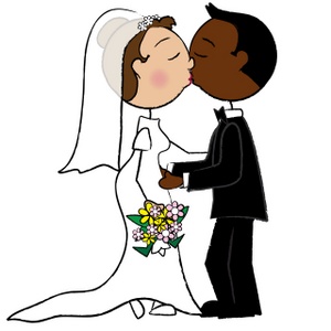 acclaim clipart: interracial bride and groom