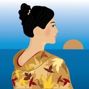acclaim clipart: japanese woman looking out at the ocean