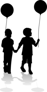 kids holding balloons at a fair or carnival