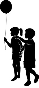 acclaim clipart: kids with a balloon
