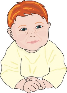 acclaim clipart: little baby boy with red hair