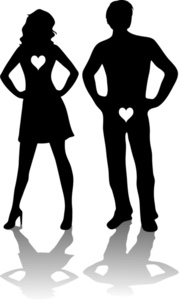 acclaim clipart: male and female  man and woman standing sidebyside both with hands on hips