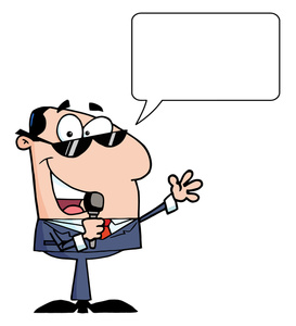 acclaim clipart: man with microphone making a speech