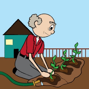 acclaim clipart: old man planting a garden