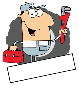 Plumber Clipart Image: Plumber with Pipe Wrench