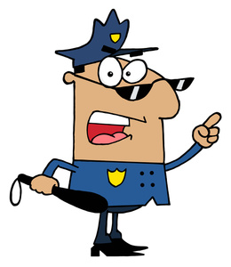 acclaim clipart: policeman yelling at a criminal