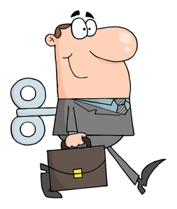 acclaim clipart: reliable worker with a windup key in his back