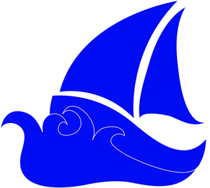 sailboat icon sailing on the open seas