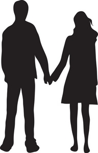 acclaim clipart: shy boy and girl holding hands