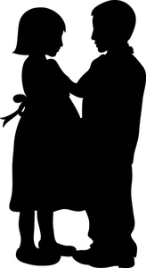 silhouette of kids dancing  a boy and girl dancing