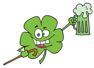 acclaim clipart: smiling shamrock holding a pint of beer