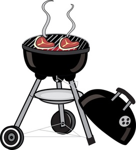 acclaim clipart: steaks cooking on the barbecue on a summer day