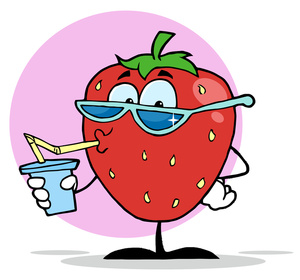 strawberry drink cartoon character