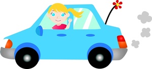 teen girl driving a car