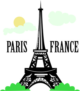 acclaim clipart: the eiffel tower in paris france with the text paris france