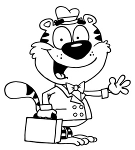 tiger cartoon businessman