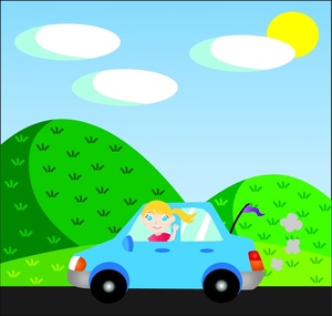 acclaim clipart: young woman driving  drive in the country